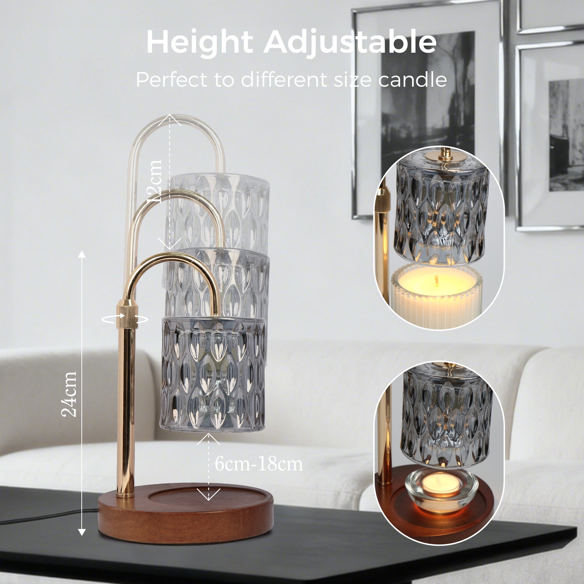 Candle Warmer Lamp - Smoky Grey - VAUCLUSE