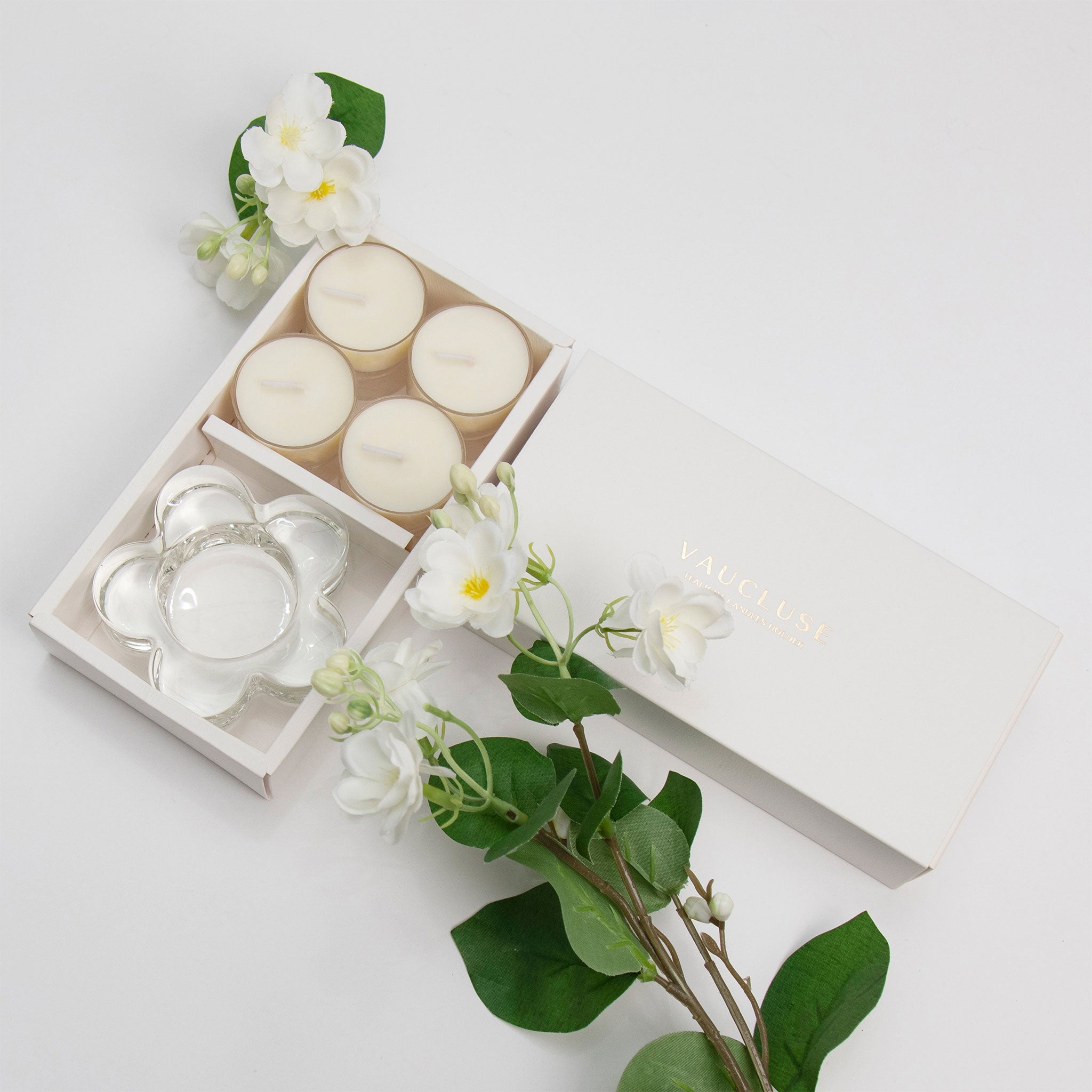 Jasmine Tealights and Candle Holder Set (Flower shape) - VAUCLUSE