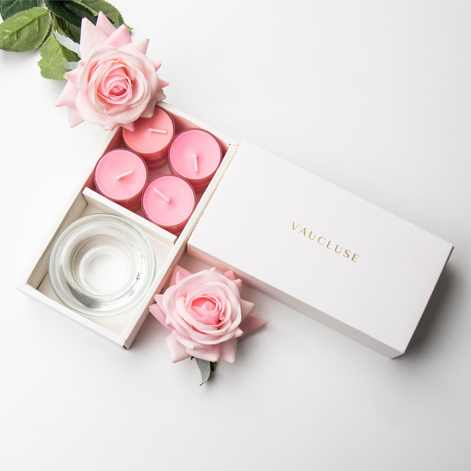 Rose Tealights and Candle Holder Set - VAUCLUSE