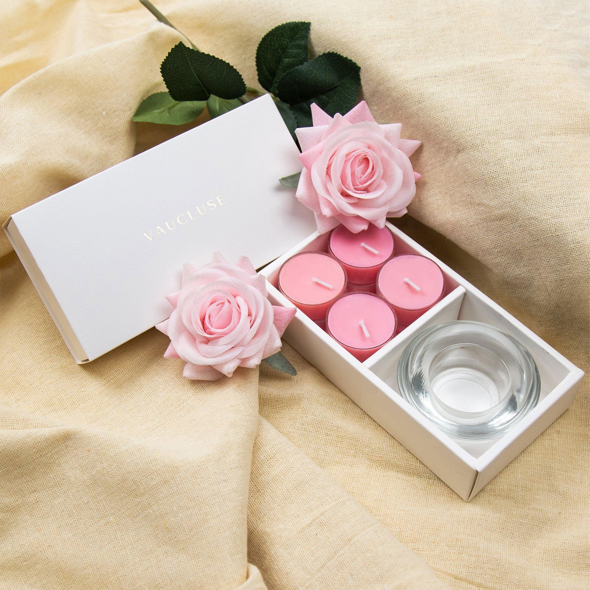 Rose Tealights and Candle Holder Set - VAUCLUSE