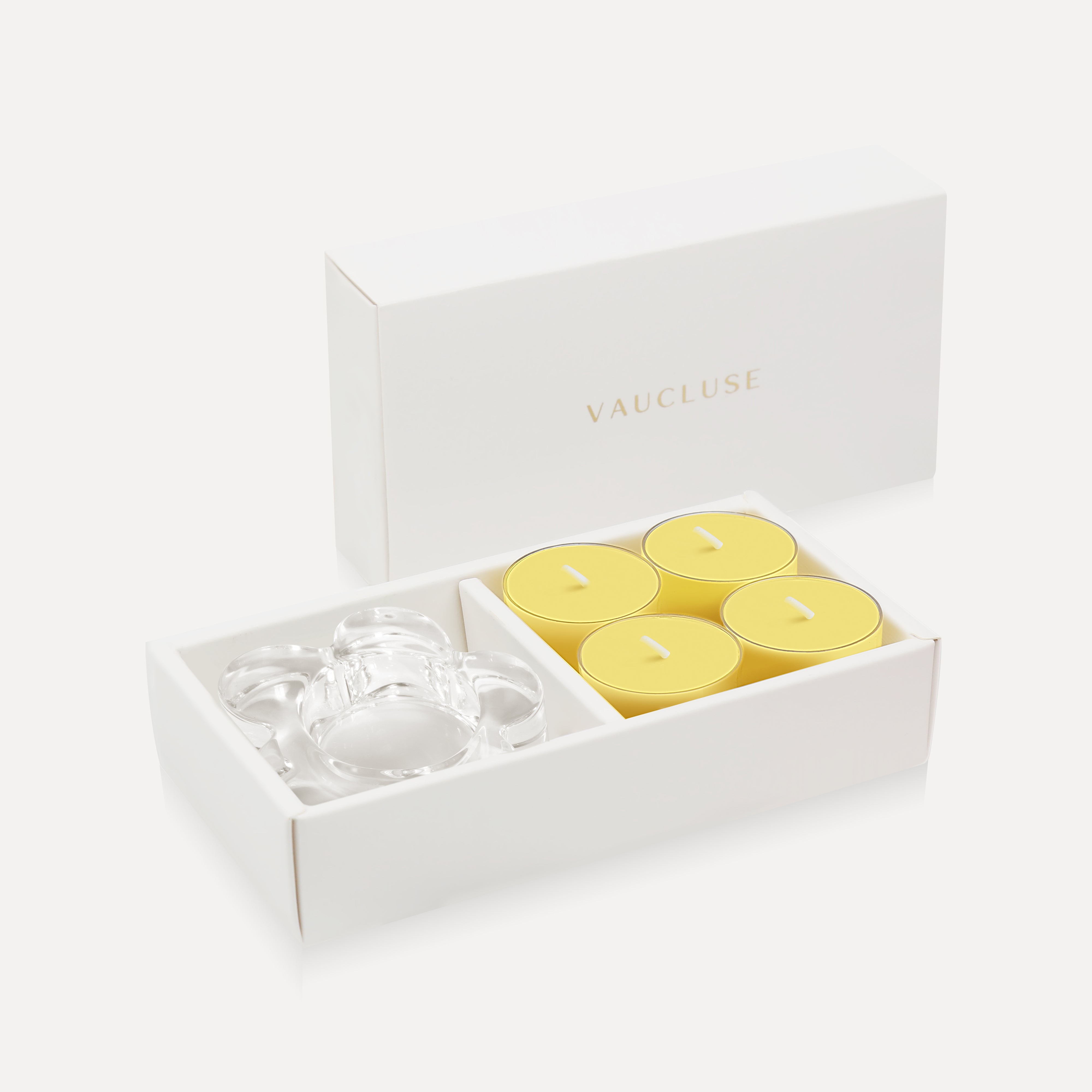 Lemon Tealights and Candle Holder Set (Flower shape) - VAUCLUSE